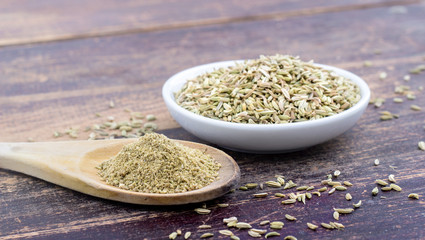 fennel on wooden table