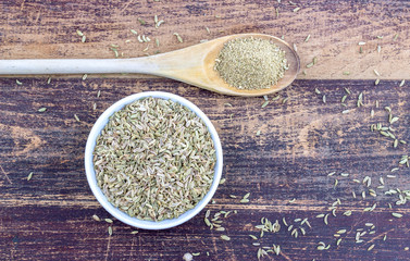 fennel in a bowl on wooden table