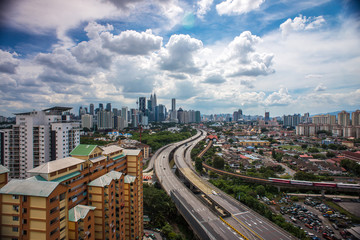 Naklejka na ściany i meble Aerial Photo - Clouds at Kuala Lumpur City.