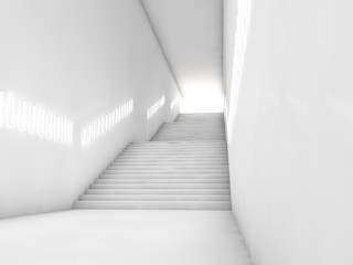  Architectural concept with stairs. 3D rendering