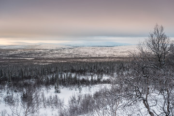 Winter landscape in Russian Lapland, Kola Peninsula