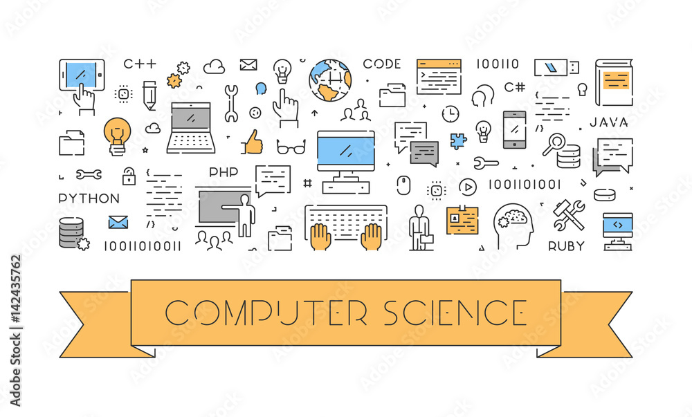 Wall mural line web banner for computer science