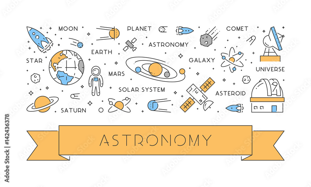 Canvas Prints vector line web concept of astronomy