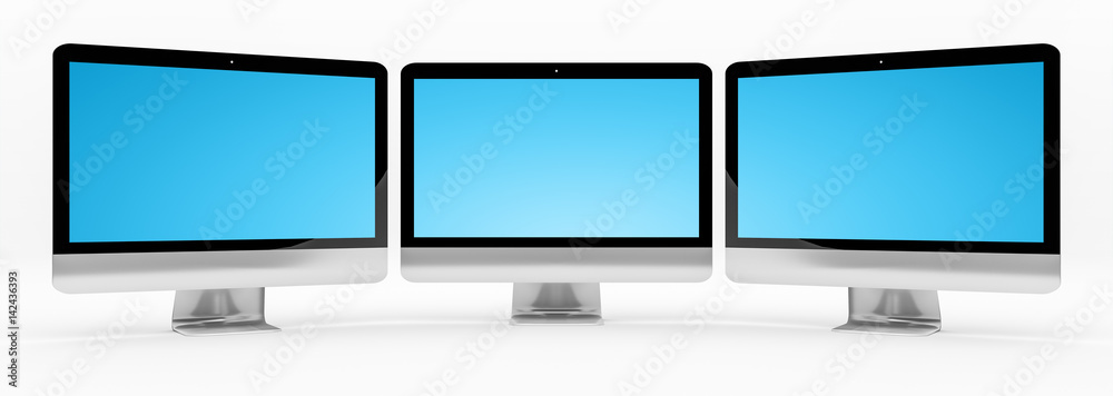 Poster triple modern silver and black metallic computer 3d rendering