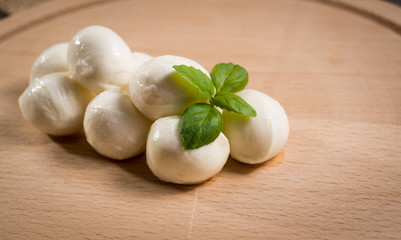 mini mozzarella on a rustic background