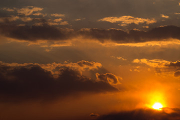 Beautiful sunset sky with clouds.