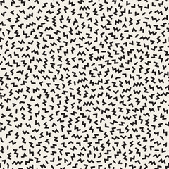 Scattered Geometric Line Shapes. Vector Seamless Black and White Pattern.