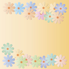Multicolored flowers on an orange background
