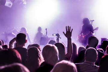 Fototapeta na wymiar audience at concert at nightclub