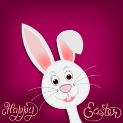 Happy easter. Easter bunny on purple background. illustration