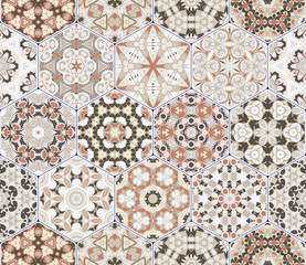 Vector set of hexagonal patterns. - obrazy, fototapety, plakaty