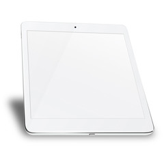 Realistic tablet pc computer with blank screen isolated on white background. 3D illustration.