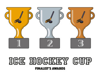 Ice Hockey Cup Finalists Awards in Gold, Silver and Bronze