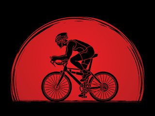 Bicycle racing designed on sunset background graphic vector