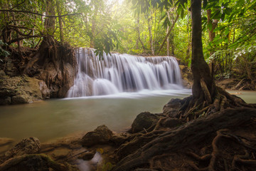 Huai Mae Khamin waterfall in deep forest, Thailand