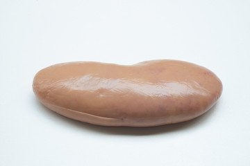 Pig kidney on a white background
