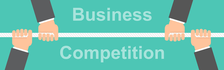 Obraz premium Business competition banner design. Hands holding and pulling a rope