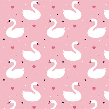 Seamless Swan Pattern Vector Illustration