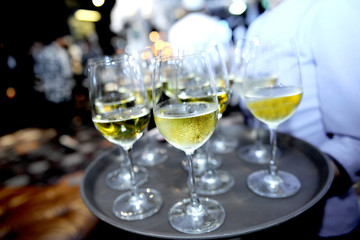 glasses with champagne and wine