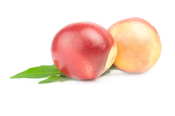 Ripe peaches on a white background. Clipping path