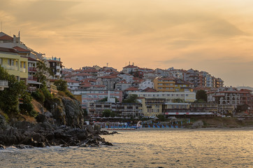 sunset in old town on a rock cliff