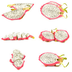 Collection of dragon fruit over a white background