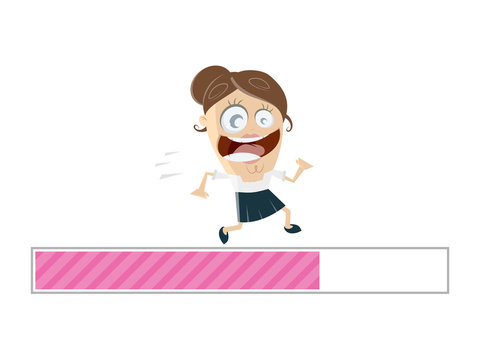 running businesswoman with progress bar 