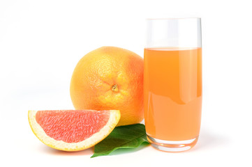 Grapefruit juice glass. isolated on white background cutout