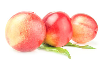Beautiful ripe peaches isolated on a white background cutout