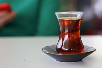 Turkish tea with authentic glass cup