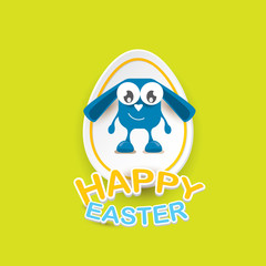 vector happy easter greeting card with funny bunny
