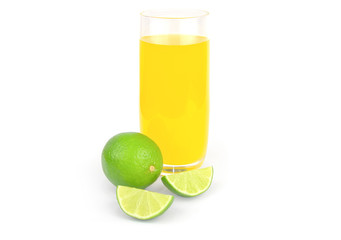 Fresh lime juice isolated on white background cutout