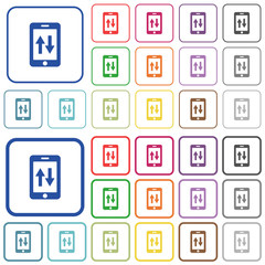 Mobile data traffic outlined flat color icons