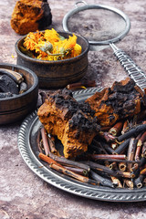 Healing gathering roots and herb