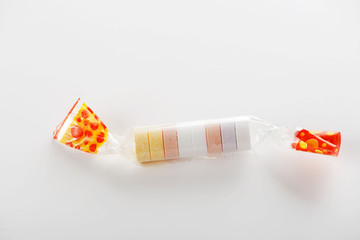 Candies of various flavors. Isolated. Horizontal shoot.