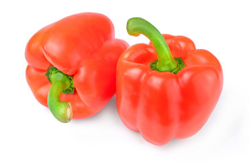 Two bell pepper on a white background.