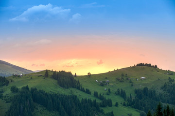 Beautiful sunny day is in mountain landscape. Carpathian, Ukraine.