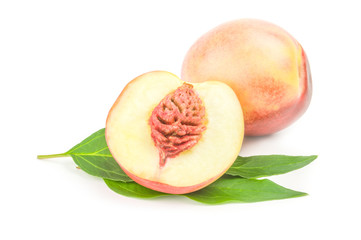 Beautiful ripe peaches isolated on a white background cutout