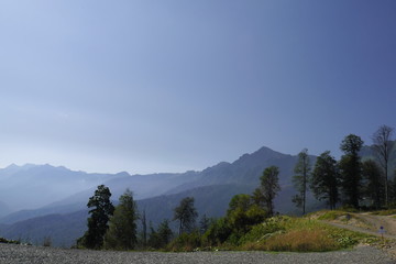 Caucasus Mountains in summer. Krasnaya polyana, Rosa Khutor, Sochi, Russia