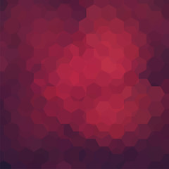 Fototapeta na wymiar Geometric pattern, vector background with hexagons in red, purple, brown tones. Illustration pattern
