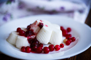 sweet dessert panna cotta with berries