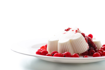 sweet dessert panna cotta with berries
