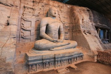 Buddha statue in Gal Vihara in ancient city of Polonnaruwa, Sri Lanka.