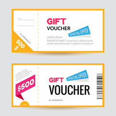 Simple and clean modern gift voucher template. Discount certificate or coupon design concept