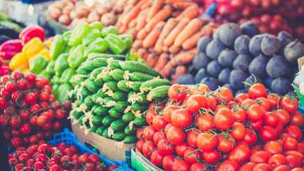 farmers market. vegetable Market. Different raw vegetables background.Healthy eating