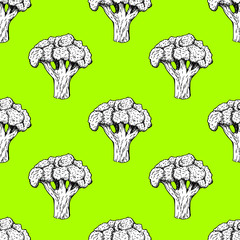 Seamless pattern with broccoli. Vector background