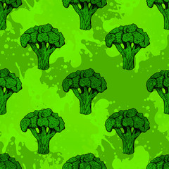 Seamless pattern with broccoli. Vector background