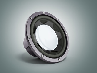 black loudspeaker 3d render on grey bacground