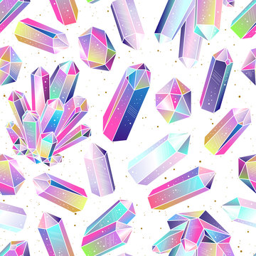 Gems, Crystals Seamless Pattern Vector