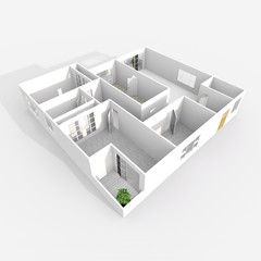 3d rendering of empty home apartment